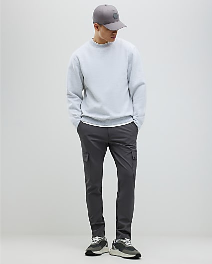 Grey Skinny Fit Cargo Trousers