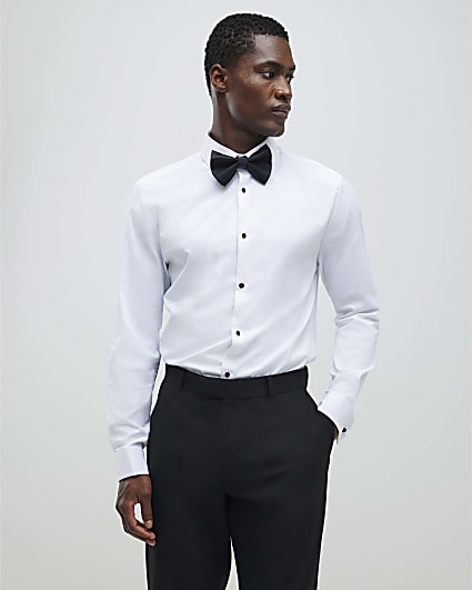 White Slim Fit Double Cuff Shirt