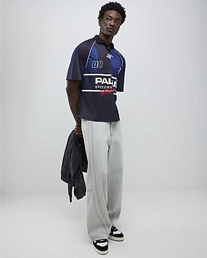 Black Oversized Fit Palais Racing Polo Shirt