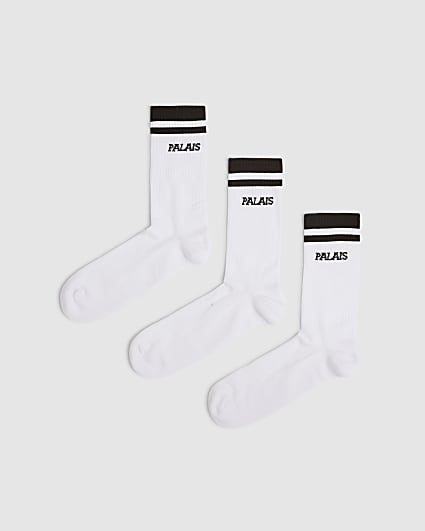 White Palais Set Of 3 Socks