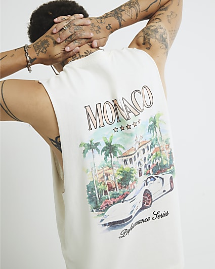 White Regular Fit Monaco Car Tank Top
