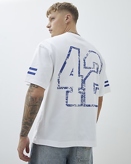 White Oversized Fit Number 42 T-Shirt