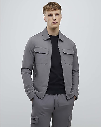 Grey Muscle Fit Shacket
