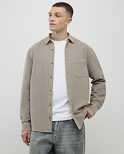 Beige Regular Fit Corduroy Shirt