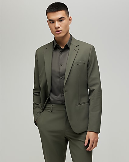 Khaki Skinny Fit Suit Jacket