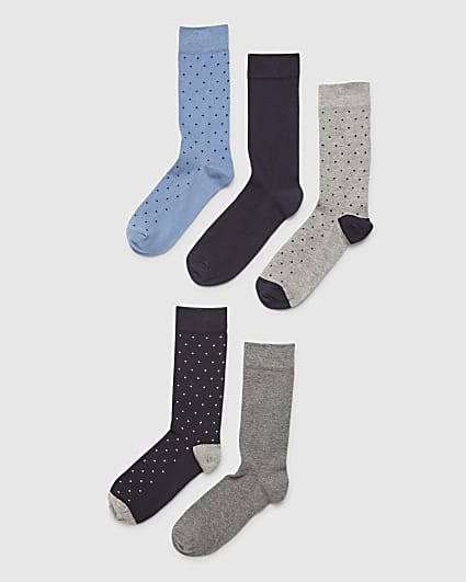 Grey Spot Pack Of 5 Socks