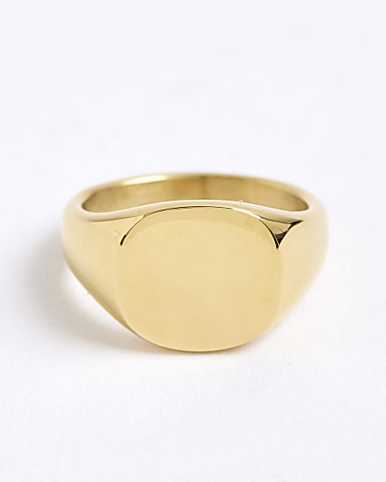Gold Steel Signet Ring