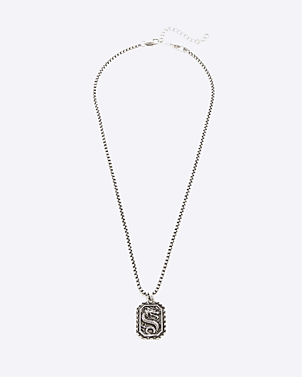 Silver Dragon Tag Necklace