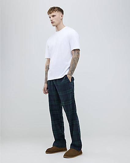 Green Woven Check Trousers Loungewear Set