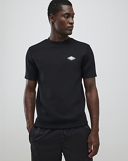 Black Slim Fit Metal Badge T-Shirt