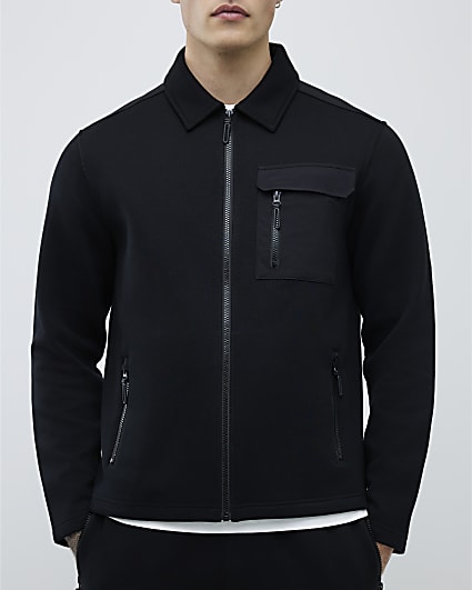 Black Slim Fit Nylon Hybrid Shacket