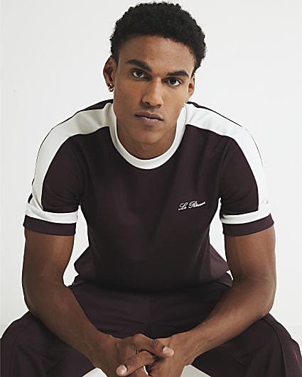 Red Slim Fit Colour Block T-Shirt