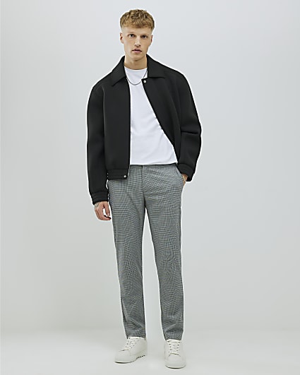 Grey Slim Fit Puppytooth Trousers