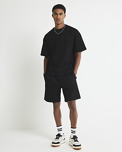 Black Oversized Fit T-Shirt And Shorts Set