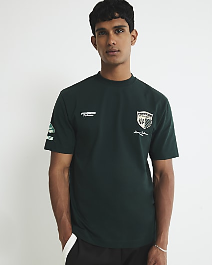Green Regular Fit Penrose Crest T-Shirt