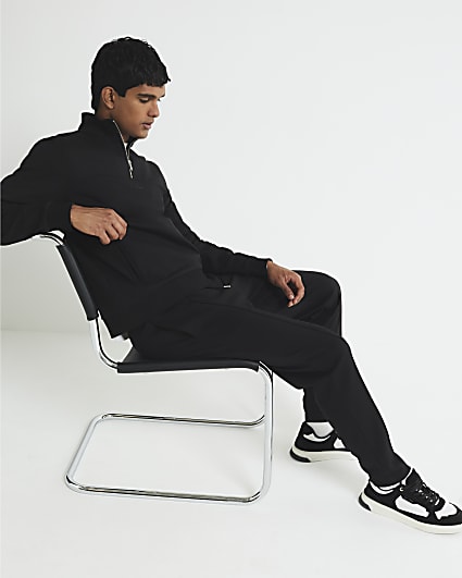 Black Regular Fit Scuba Open Hem Joggers