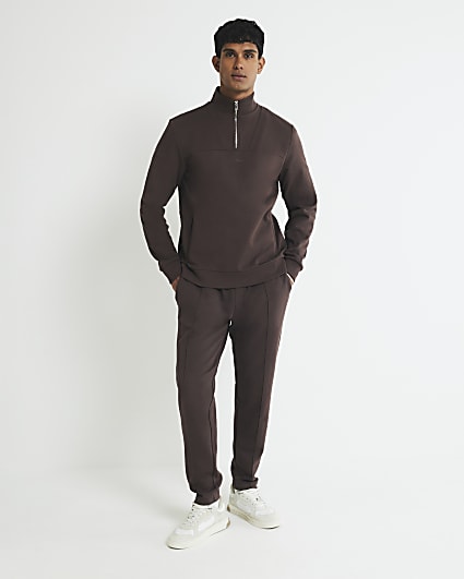 Brown Regular Fit Scuba Open Hem Joggers
