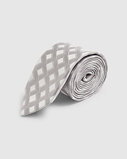 Silver Geometric Print Tie