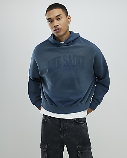 Blue Oversized Fit Ame Saint Hoodie