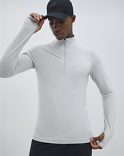 Grey Quarter Zip Funnel Top