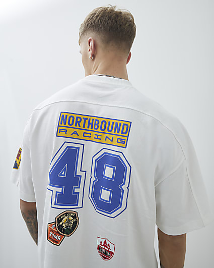 Ecru Oversized Fit Oakland Badge T-Shirt