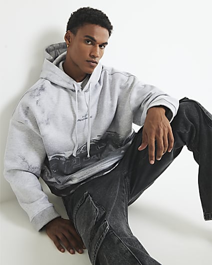 Grey Oversized Fit Palais Racing Hoodie