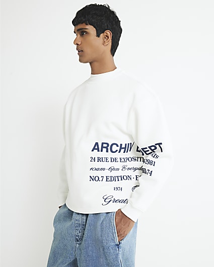 White Oversized Fit Archive Dept Sweatshirt