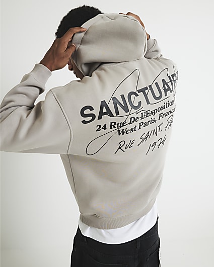 Grey Oversized Fit Sanctuaire Hoodie