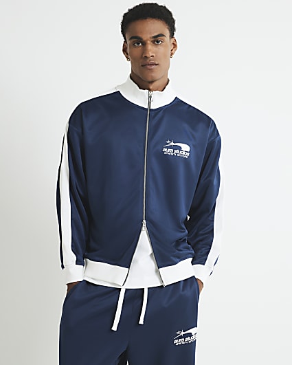 Blue Regular Fit Aura Studios Zip Track Top