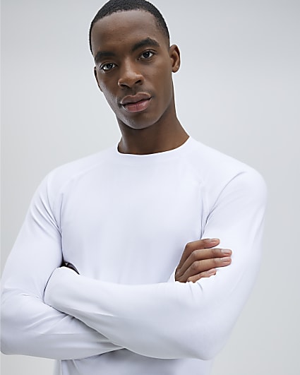 White Long Sleeve Muscle Fit T-Shirt