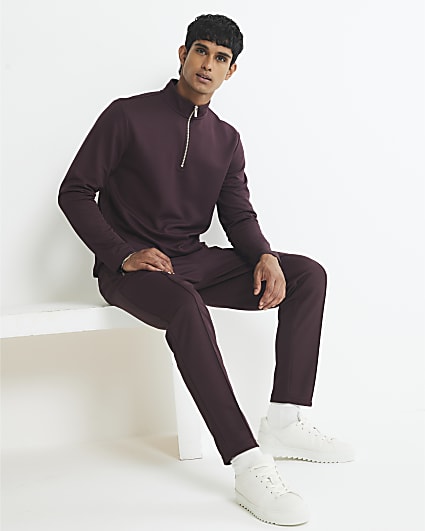 Red Slim Fit Pique Joggers