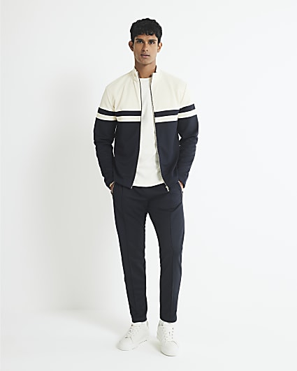 White Slim Fit Colour Block Shacket