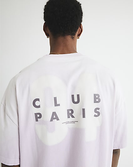 Purple Oversized Fit Club Paris T-Shirt