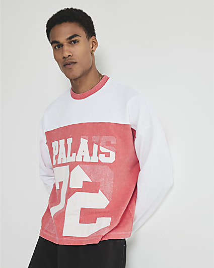 Red Oversized Fit Palais 72 Number Top