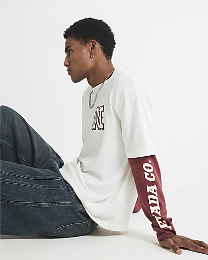 Cream Regular Fit Nevada 2 in 1 T-Shirt