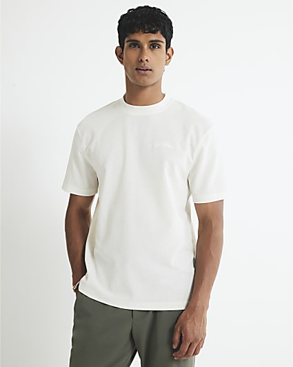 Beige Regular Fit Linen Blend T-Shirt