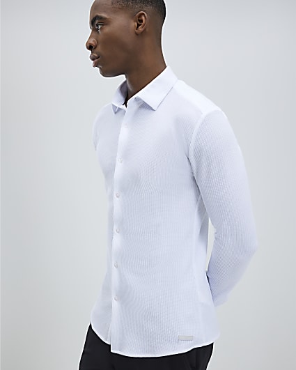 White Muscle Fit Shirt