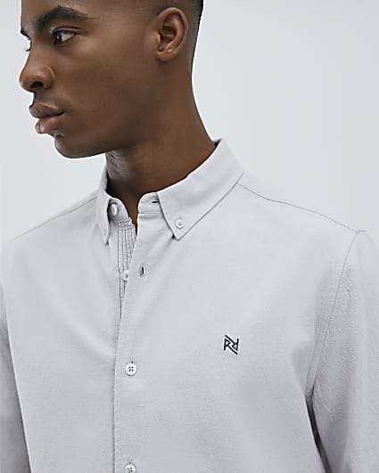 Grey Regular Fit Washed Shirt
