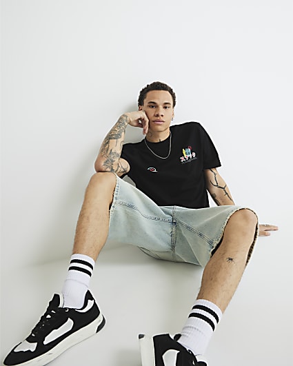 Black Regular Fit Japanese Food T-Shirt