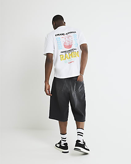 White Regular Fit Japanese Ramen T-Shirt