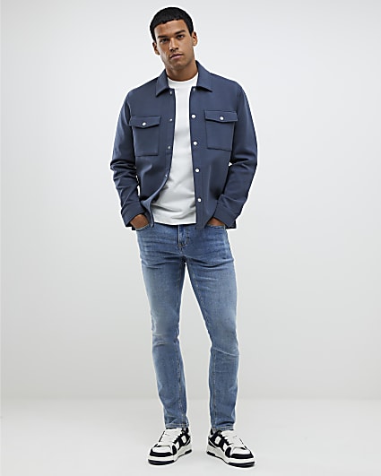 Grey Slim Fit Collared Overshirt