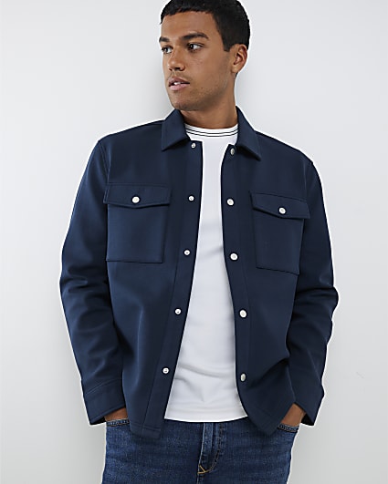 Navy Slim Fit Scuba Overshirt