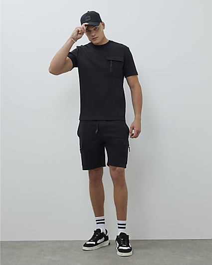 Black Slim Fit Hybrid Shorts