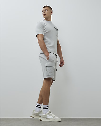 Grey Slim Fit Hybrid Shorts