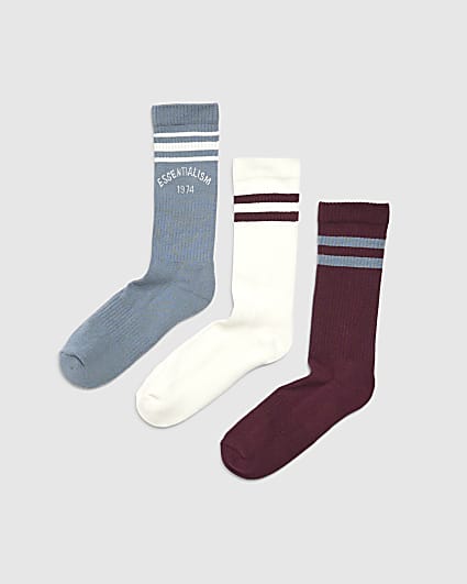 Multi Colour Essentialism Pack Of 3 Socks