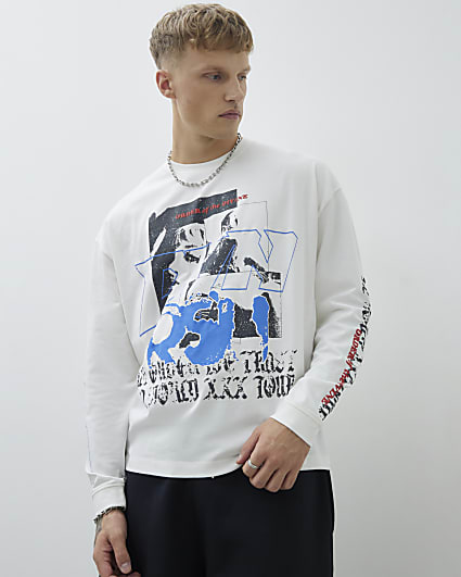 White Oversized Fit Divine Band T-Shirt