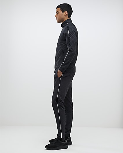 Black Monogram Piped Joggers