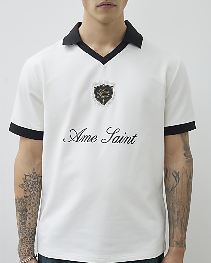 White Ame Saint Football Polo Shirt