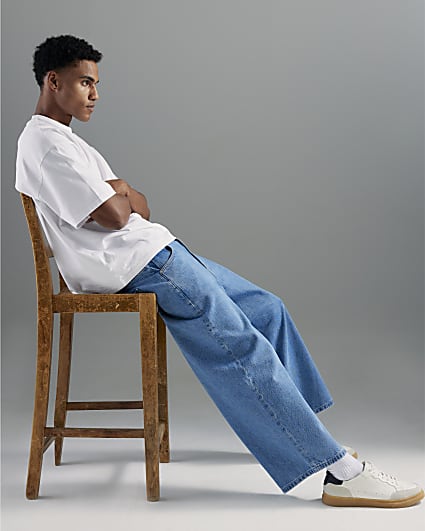 Blue Barrel Leg Jeans