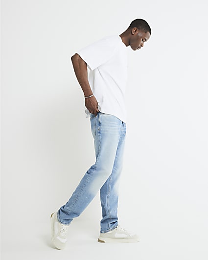 Blue Paint Splat Straight Jeans